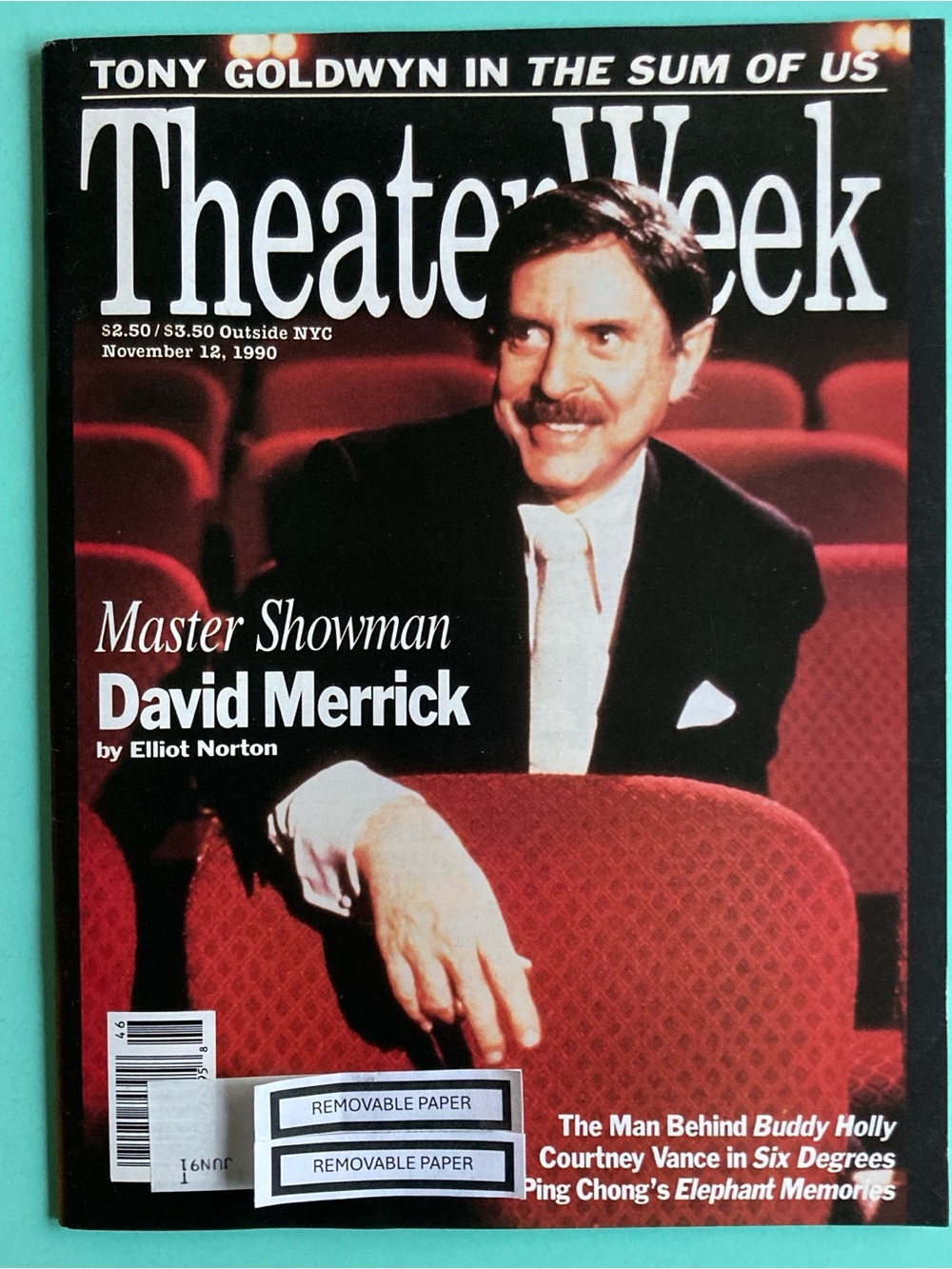 David Merrick Tony Goldwyn Theater Week Magazine November 12 1990 Address Label